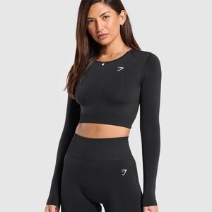 Gymshark Black Long Sleeve Crop Top & legging bundle